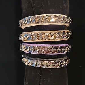 Fede Monaco Single Row Silver Chain on Multi Color leather Band New